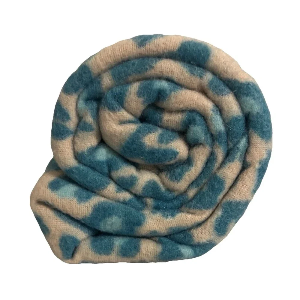 MainStay Tan/Beige Leopard Green/Aqua spots pattern Theme 50x60 fleece throw